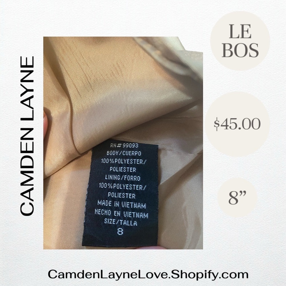 Le Bos Tan Blazer with Notched Lapel and Fitted Waist - Picture 7 of 8